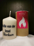 Handdekorierte "Borkum" Kerzen von Kerzilein