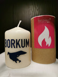 Handdekorierte "Borkum" Kerzen von Kerzilein